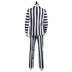 NewCosplay Beetlejuice Adam Men Black And White Striped Suit Jacket Shirt Pants Outfits Halloween Carnival Costume Cosplay Costume New Arrivals