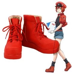 New Cosplaysky New Arrivals Cells At Work! Hataraku Saibo Erythrocite Red Blood Cell Cosplay Shoes Boots