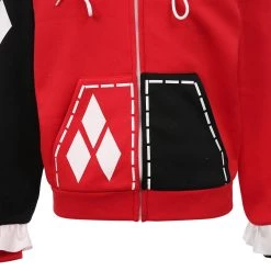 NewCosplay Harley Quinn Hoodie Zip Up Jacket Sweatshirt Halloween Carnival Suit For Juniors Teens Cosplay Costume