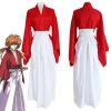 NewCosplay Rurouni Kenshin Kenshin Himura Red Kendo Kimono Cosplay Costume