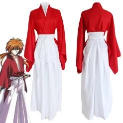 NewCosplay Rurouni Kenshin Kenshin Himura Red Kendo Kimono Cosplay Costume