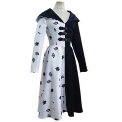 NewCosplay Cruella Black White Dress Outfits Halloween Carnival Suit Cosplay Costume New Arrivals