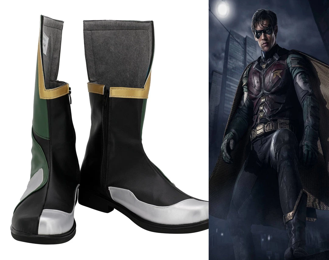 CosplaySky DC Comic Batman Boy Wonder Robin Cosplay Shoes 3 CosplaySky DC Comic Batman Boy Wonder Robin Cosplay Shoes