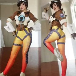 New Cosplaysky New Arrivals Overwatch OW Tracer Lena Oxton Outfit Battle Suit Cosplay Costume