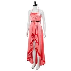 NewCosplay Final Fantasy VII:7 Remake Aerith Wall Market The Honeybee Inn Peach Pink Long Gown Halter Dress Cosplay Costume New Arrivals