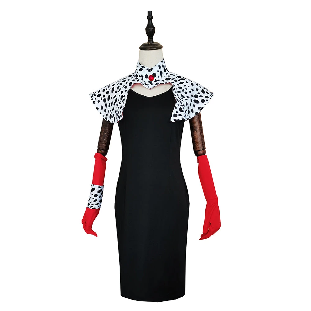 NewCosplay Cruella De Vil Print Dress Outfits Halloween Carnival Suit Cosplay Costume New Arrivals 3 NewCosplay Cruella De Vil Print Dress Outfits Halloween Carnival Suit Cosplay Costume New Arrivals