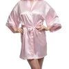 NewCosplay Maid Of Honor Silk Pink Long Robe Bathrobe Costume