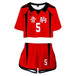 NewCosplay Haikyuu Nekoma High School NO 5 Kozume Kenma Women‘s Jersey Sports Wear Uniform Top Shorts Cosplay Costume