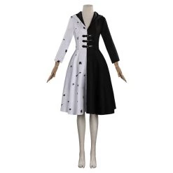 NewCosplay Cruella Dress Outfits Halloween Carnival Suit Cosplay Costume