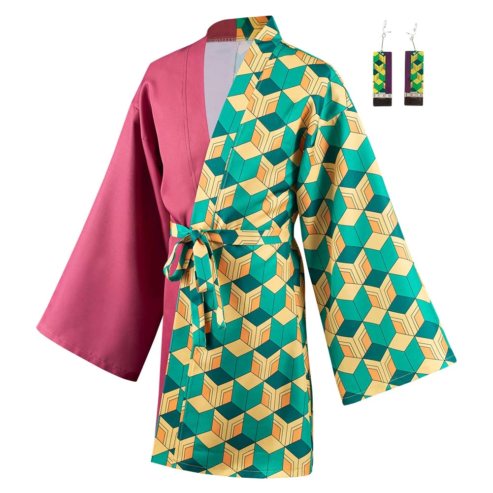 NewCosplay Demon Slayer Tomioka Giyuu Coat With Earrings Belt Cosplay Costume 8 NewCosplay Demon Slayer Tomioka Giyuu Coat With Earrings Belt Cosplay Costume