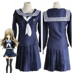 NewCosplay Toradora TIGER And DRAGON Blue School Uniform Cosplay Costume