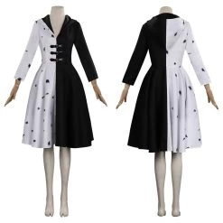 NewCosplay Cruella Dress Outfits Halloween Carnival Suit Cosplay Costume