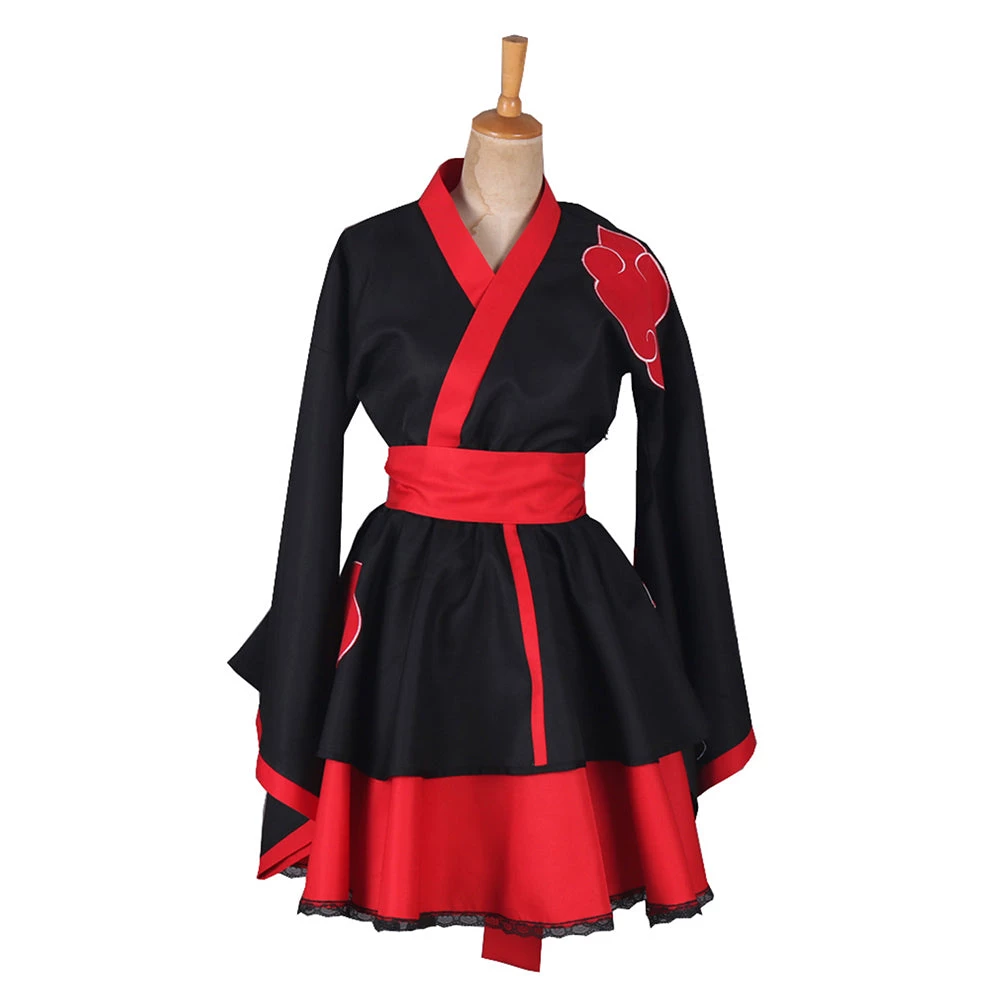 NewCosplay Naruto Akatsuki Lolita Robe Genderbend Cosplay Costume 3 NewCosplay Naruto Akatsuki Lolita Robe Genderbend Cosplay Costume
