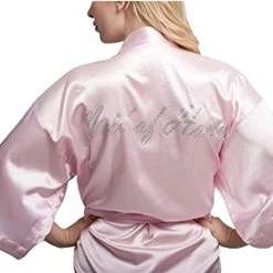 NewCosplay Maid Of Honor Silk Pink Long Robe Bathrobe Costume 10 NewCosplay Maid Of Honor Silk Pink Long Robe Bathrobe Costume