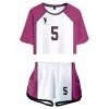 NewCosplay Haikyuu Shiratorizawa School Cosplay Uniform Jersey Sportswear Top Shorts Set For Women