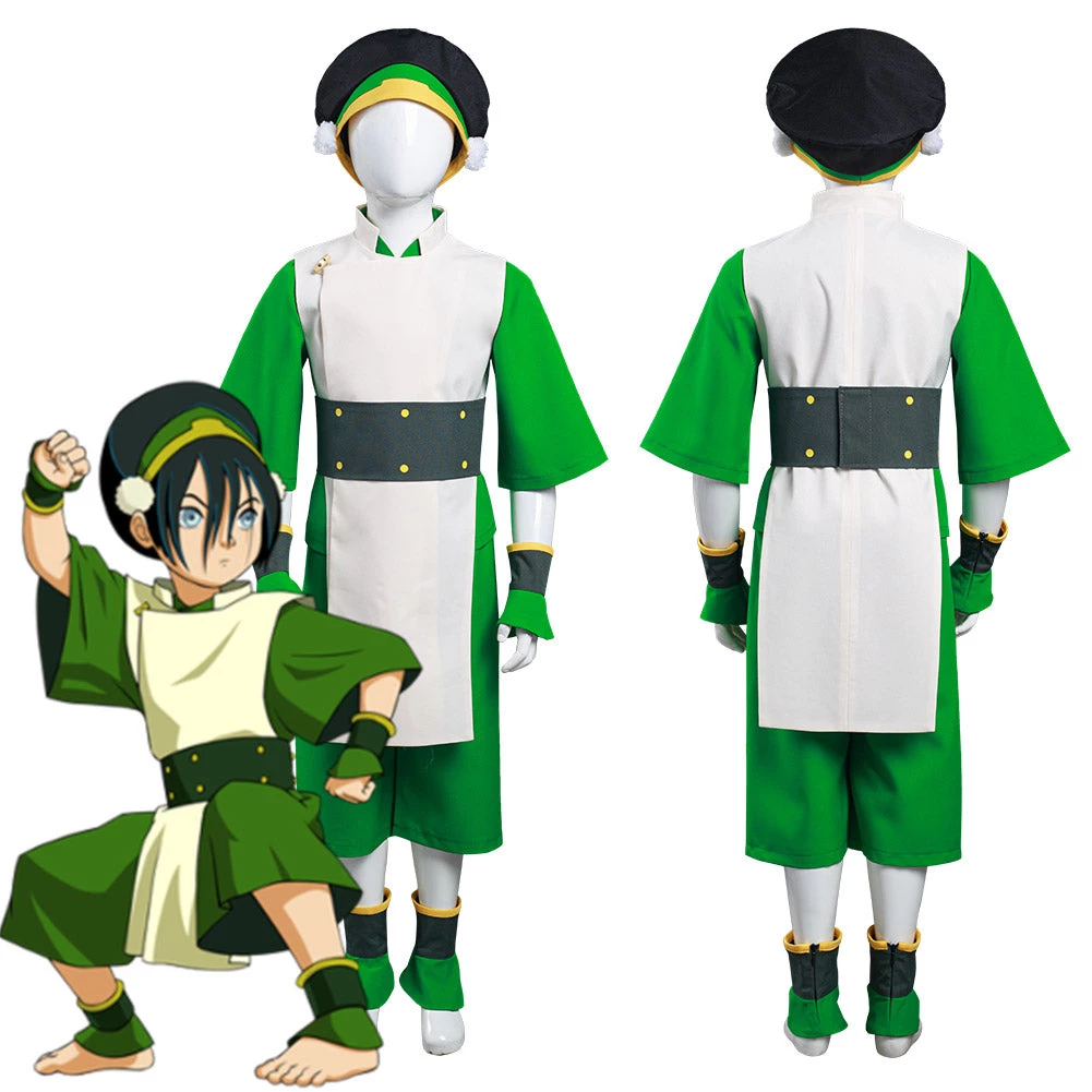 NewCosplay New Arrivals Avatar: The Last Airbender Toph Bengfang Vest Pants Cosplay Costume For Kids Children 3 NewCosplay New Arrivals Avatar: The Last Airbender Toph Bengfang Vest Pants Cosplay Costume For Kids Children