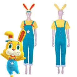 NewCosplay New Arrivals Animal Crossing: New Horizons-Zipper T. Bunny Men T-shirt Overalls Outfits Halloween Carnival Costume Cosplay Costume