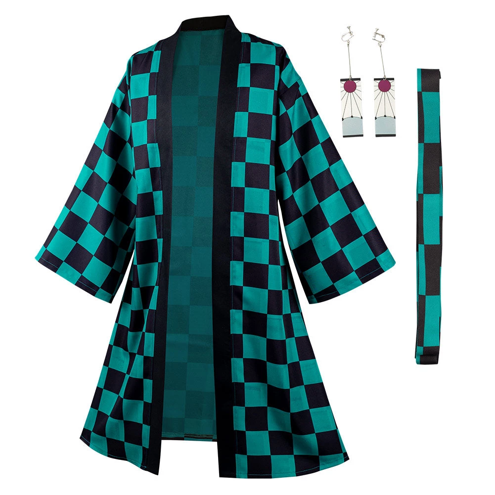 NewCosplay Demon Slayer Kamado Tanjirou Halloween Carnival Suit With Earrings Belt Cosplay Costume 5 NewCosplay Demon Slayer Kamado Tanjirou Halloween Carnival Suit With Earrings Belt Cosplay Costume