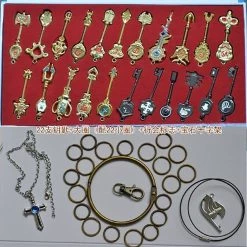 NewCosplay New Arrivals Fairy Tail Lucy Keys Golden Zodiac Keychain Necklace Pendant Set