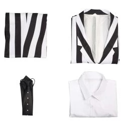 NewCosplay Beetlejuice Adam Men Black And White Striped Suit Jacket Shirt Pants Outfits Halloween Carnival Costume Cosplay Costume New Arrivals