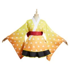 NewCosplay New Arrivals Demon Slayer Agatsuma Zenitsu Kimono Lolita Dress Outfits Halloween Carnival Suit Cosplay Costume