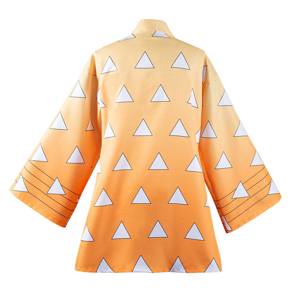 NewCosplay Demon Slayer Agatsuma Zenitsu Halloween Carnival Suit With Earrings Belt Cosplay Costume 6 NewCosplay Demon Slayer Agatsuma Zenitsu Halloween Carnival Suit With Earrings Belt Cosplay Costume