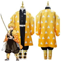 NewCosplay Demon Slayer: Kimetsu No Yaiba Agatsuma Zenitsu Cosplay Costume For Kids Children