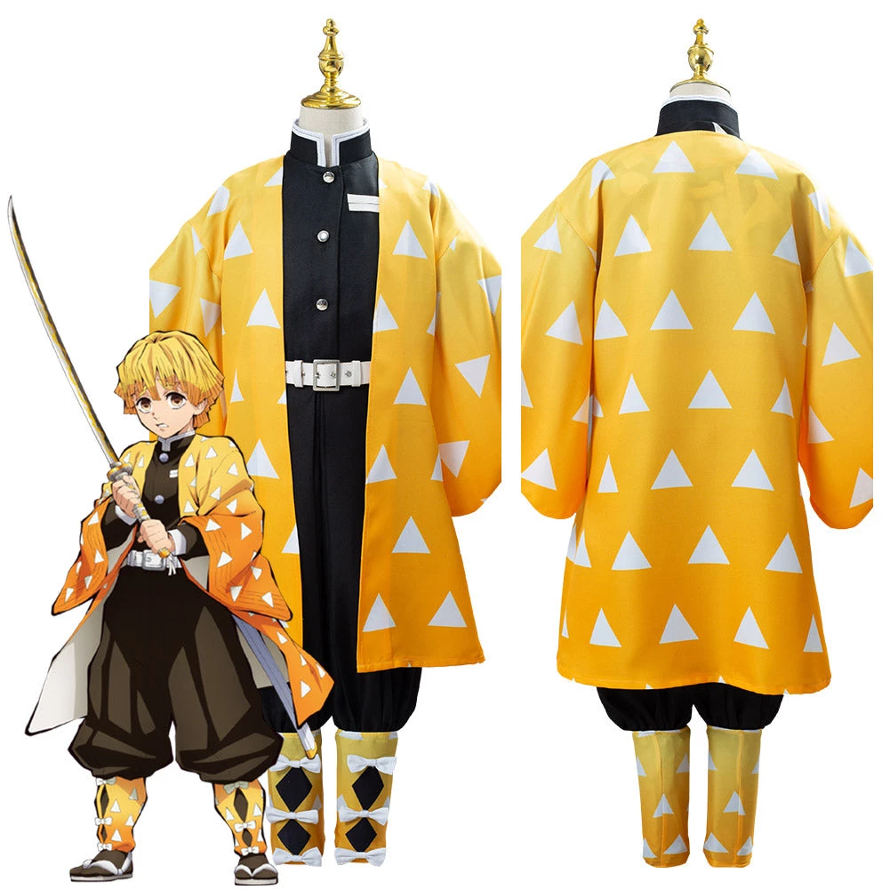 NewCosplay Demon Slayer: Kimetsu No Yaiba Agatsuma Zenitsu Cosplay Costume For Kids Children 3 NewCosplay Demon Slayer: Kimetsu No Yaiba Agatsuma Zenitsu Cosplay Costume For Kids Children