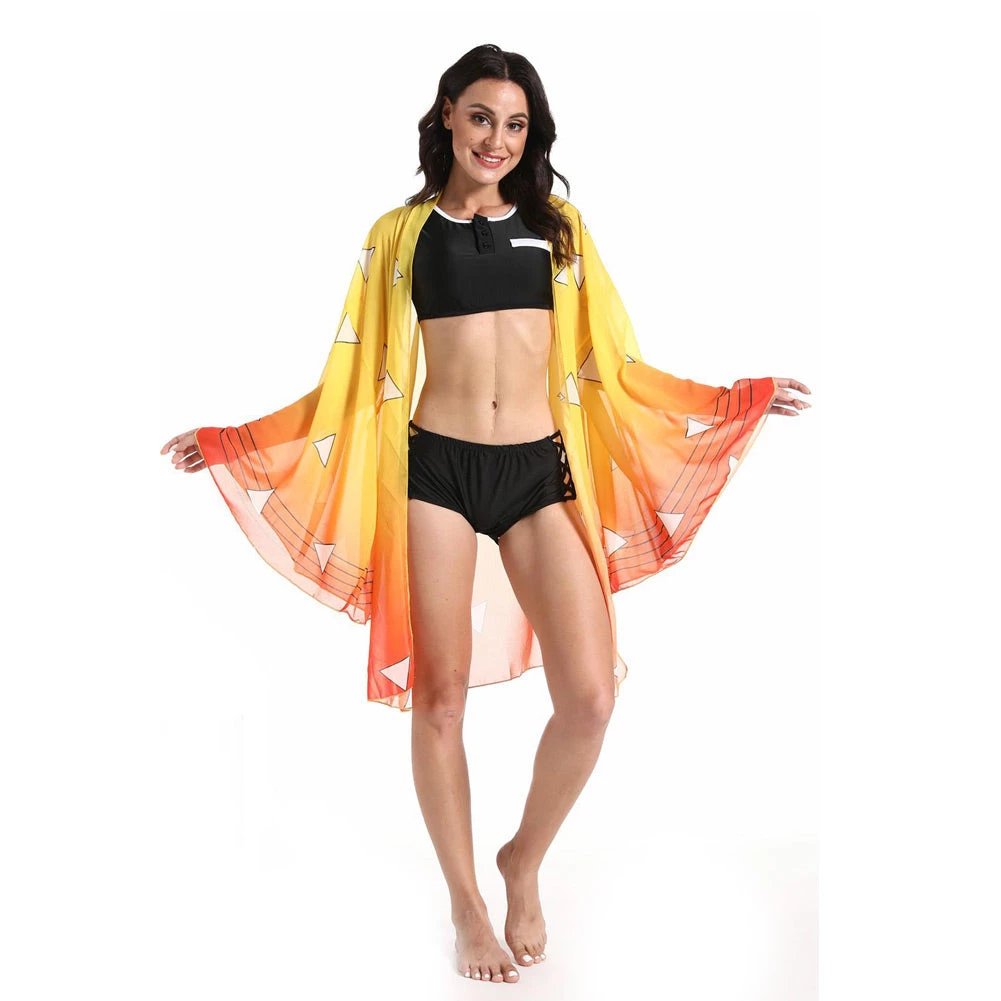 NewCosplay Anime Demon Slayer :Kimetsu No Yaiba Agatsuma Zenitsu Bikini Beach Swimsuit Set Cosplay Costume 3 NewCosplay Anime Demon Slayer :Kimetsu No Yaiba Agatsuma Zenitsu Bikini Beach Swimsuit Set Cosplay Costume