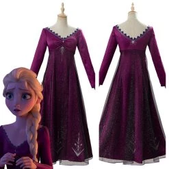 NewCosplay Frozen 2 Elsa Adult Outfit Purple Dress Cosplay Costume New Arrivals