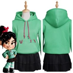 NewCosplay Ralph Breaks The Internet Vanellope Von Schweetz Women Girls Hoodie Skirt Outfits Halloween Carnival Costume Cosplay Costume New Arrivals