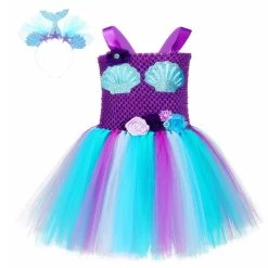 NewCosplay New Arrivals Baby Girl Mermaid Sea-Maid Bubble Dress Cosplay Costume Kids
