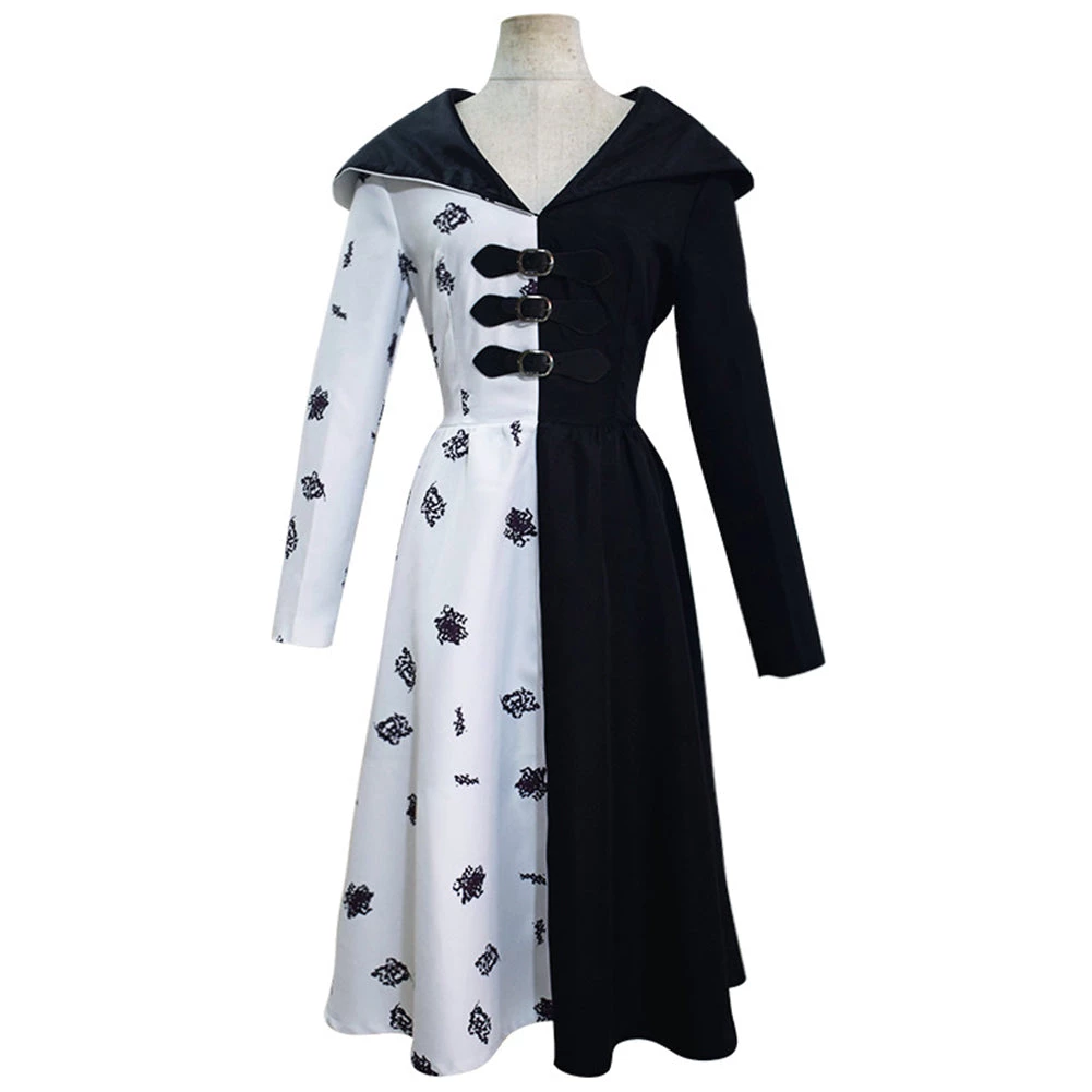 NewCosplay Cruella Black White Dress Outfits Halloween Carnival Suit Cosplay Costume New Arrivals 3 NewCosplay Cruella Black White Dress Outfits Halloween Carnival Suit Cosplay Costume New Arrivals