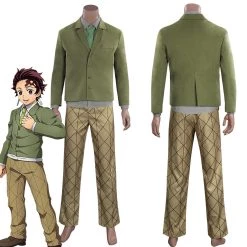NewCosplay Demon Slayer Kimetsu No Yaiba Hinokami Kepputan Kamado Tanjirou School Uniform Outfits Halloween Carnival Suit Cosplay Costume New Arrivals