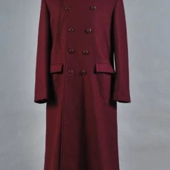 NewCosplay Doctor Who 4th Doctor Plum Red Long Trench Wool Coat Costume 9 NewCosplay Doctor Who 4th Doctor Plum Red Long Trench Wool Coat Costume