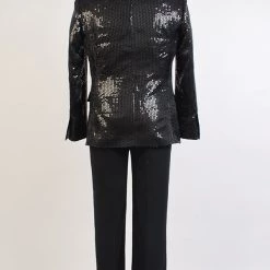 NewCosplay Daft Punk Sparking Black Sequin Performance Outfits Robot Cosplay Costume Black Version