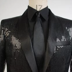 NewCosplay Daft Punk Sparking Black Sequin Performance Outfits Robot Cosplay Costume Black Version