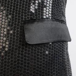 NewCosplay Daft Punk Sparking Black Sequin Performance Outfits Robot Cosplay Costume Black Version