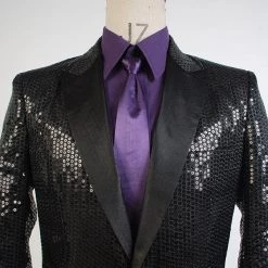 NewCosplay New Arrivals Daft Punk Sparking Black Sequin Performance Outfits Robot Cosplay Costume Purple Version