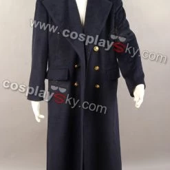 NewCosplay Doctor Who Dr. Dark Blue Or Black Wool Trench Coat Costume Ver2 New Arrivals