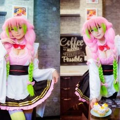 NewCosplay Demon Slayer Kanroji Mitsuri Maid Outfit Cosplay Costume 17 NewCosplay Demon Slayer Kanroji Mitsuri Maid Outfit Cosplay Costume