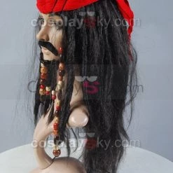 NewCosplay Pirates Of The Caribbean Jack Sparrow Hat Wig Headband Set New Arrivals