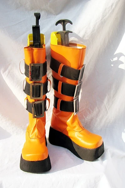 NewCosplay Togainu No Chi Rin Cosplay Boots Shoes Black Orange New Arrivals