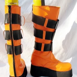 NewCosplay Togainu No Chi Rin Cosplay Boots Shoes Black Orange New Arrivals