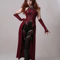 NewCosplay Wandavision Scarlet Witch Cosplay Costume Mask Outfits Halloween Carnival Suit New Arrivals