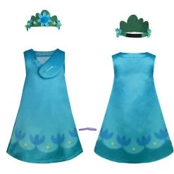 NewCosplay Trolls 2：World Tour Poppy Kids Children Dress Halloween Carnival Costume Cosplay Costume