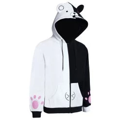 NewCosplay Danganronpa Dangan Ronpa Monokuma Hoodie Black And White Bear Zipper Jacket Coat Cosplay Costume