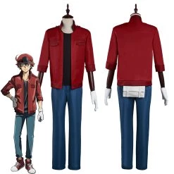 NewCosplay New Arrivals Cells At Work! Code Black/Hataraku Saibou Black -Sekkekkyuu /Red Blood Cell Cosplay Costume Coat Pants Outfits Halloween Carnival Suit