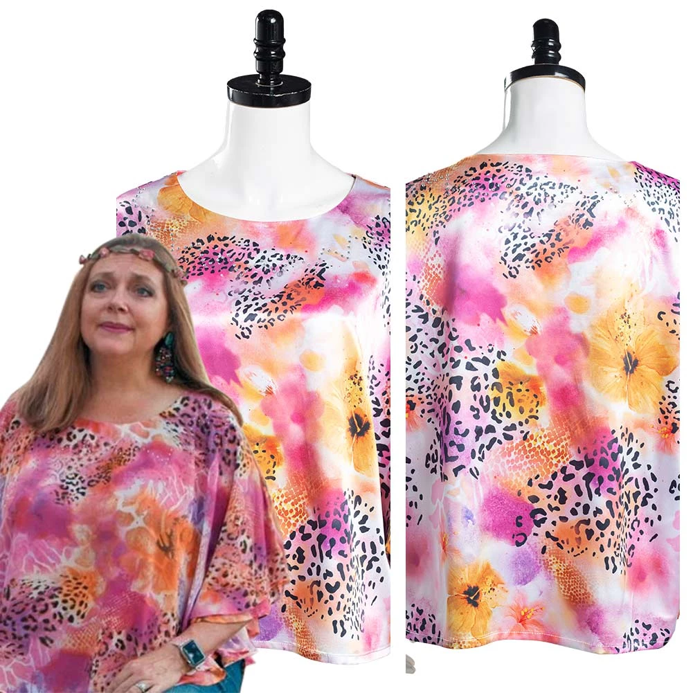 NewCosplay Tiger King Carole Baskin Top O-Neck Shirt Halloween Carnival Suit Cosplay Costume 3 NewCosplay Tiger King Carole Baskin Top O-Neck Shirt Halloween Carnival Suit Cosplay Costume