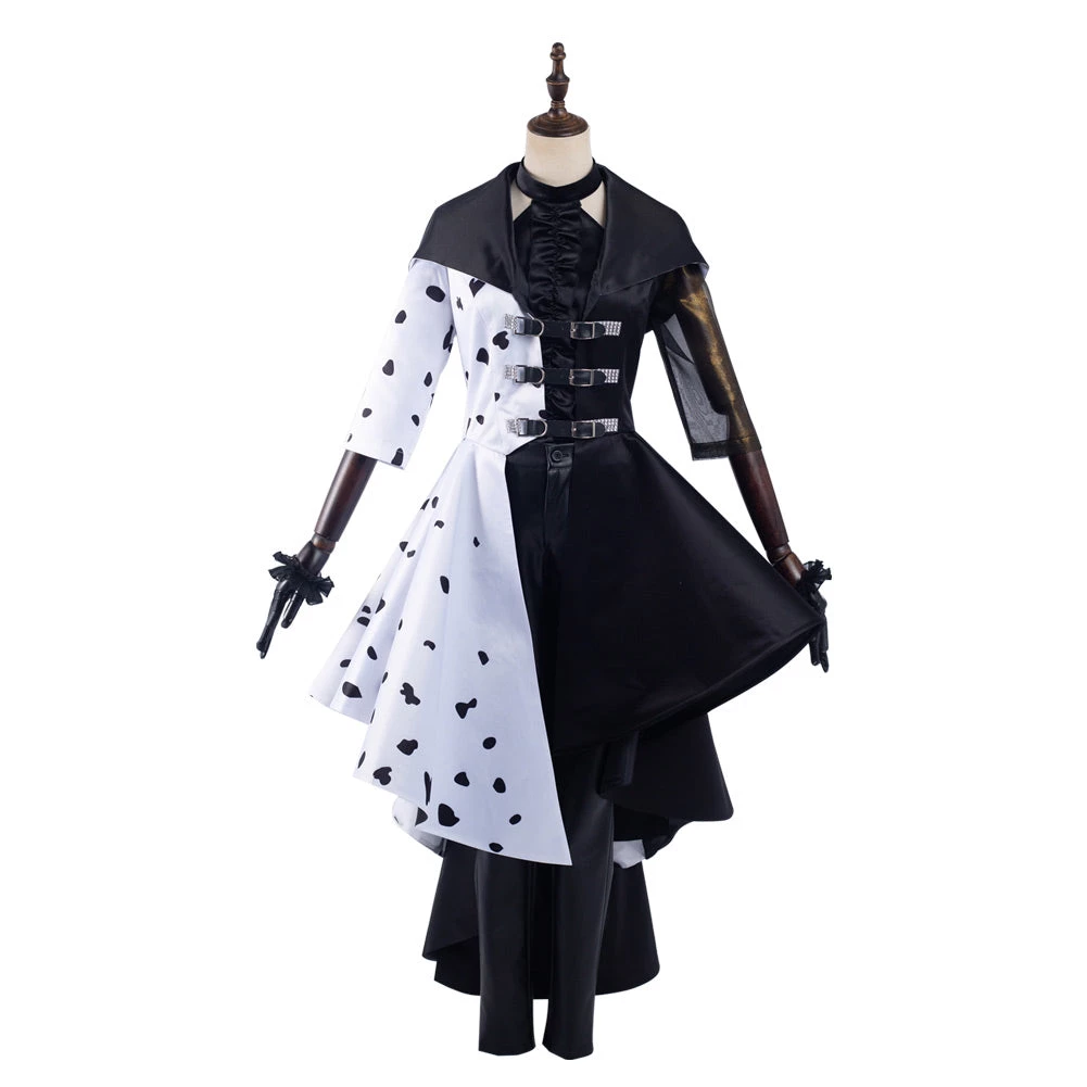 NewCosplay Cruella 2021 Movie Cruella Dress Outfits Halloween Carnival Suit Cosplay Costume 4 NewCosplay Cruella 2021 Movie Cruella Dress Outfits Halloween Carnival Suit Cosplay Costume